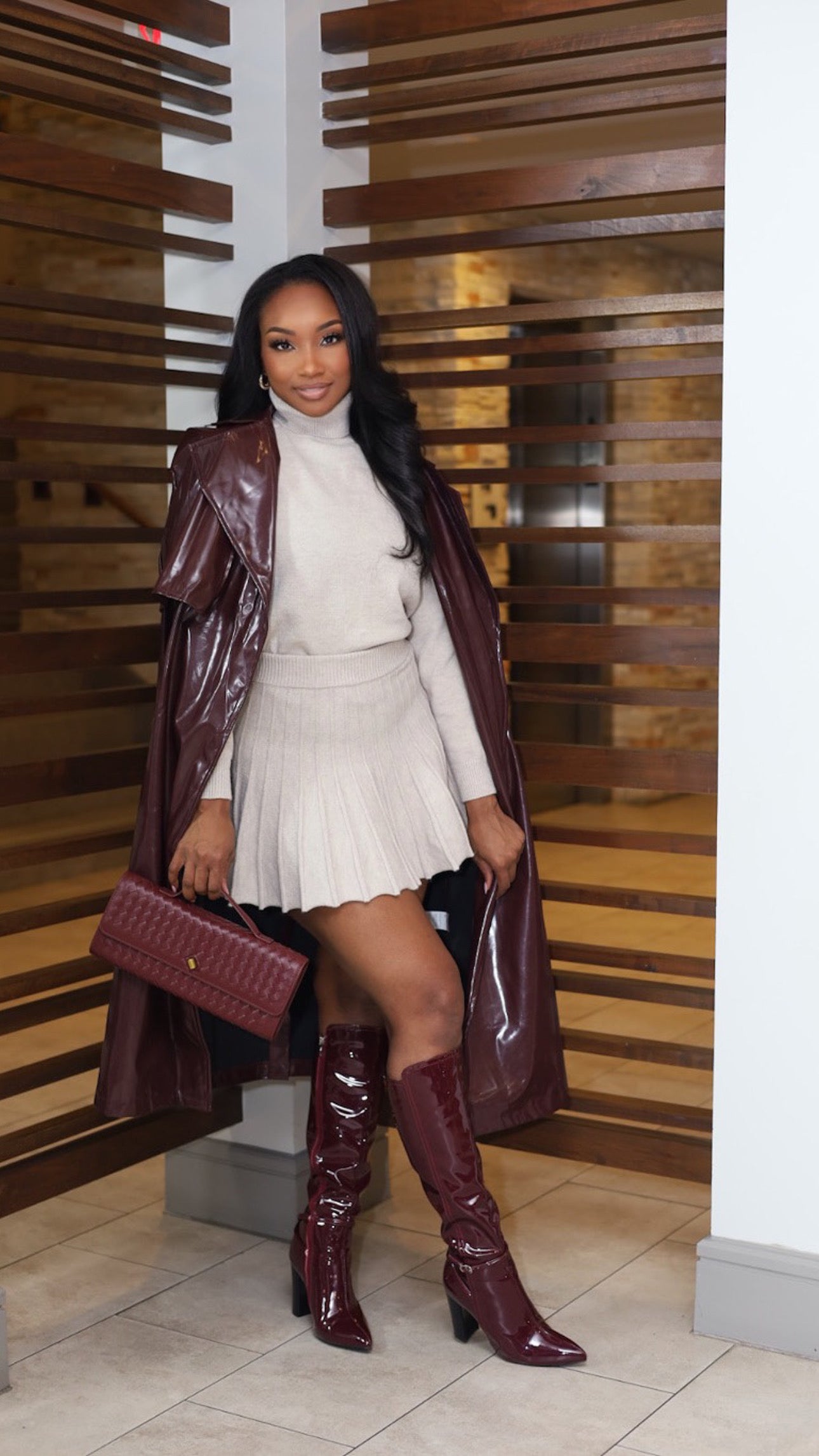 Burgundy Leather Coat