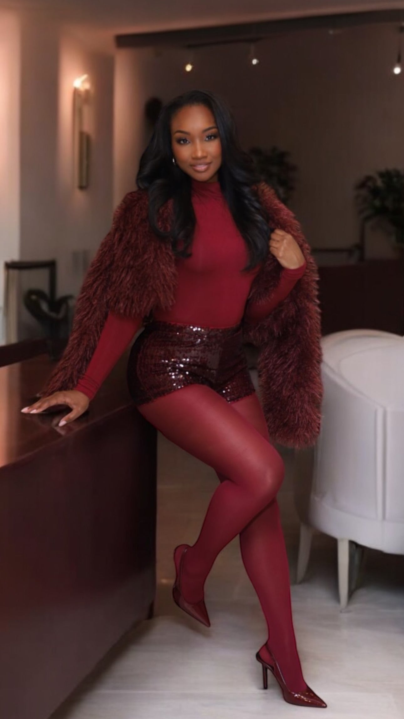 Burgundy Sequin Short Sets(Top & Bottoms)