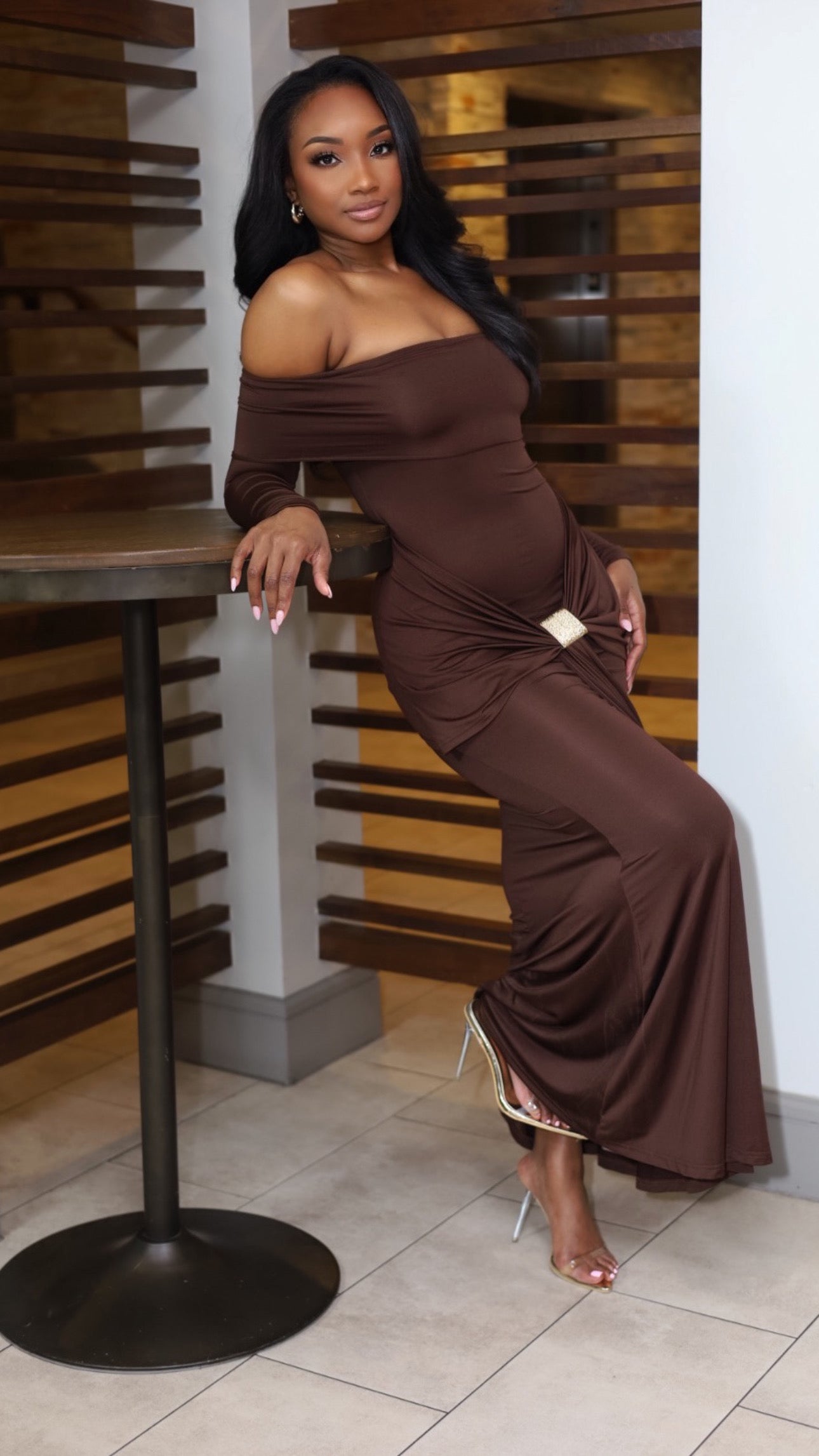 Brown Maxi Goddess Dress