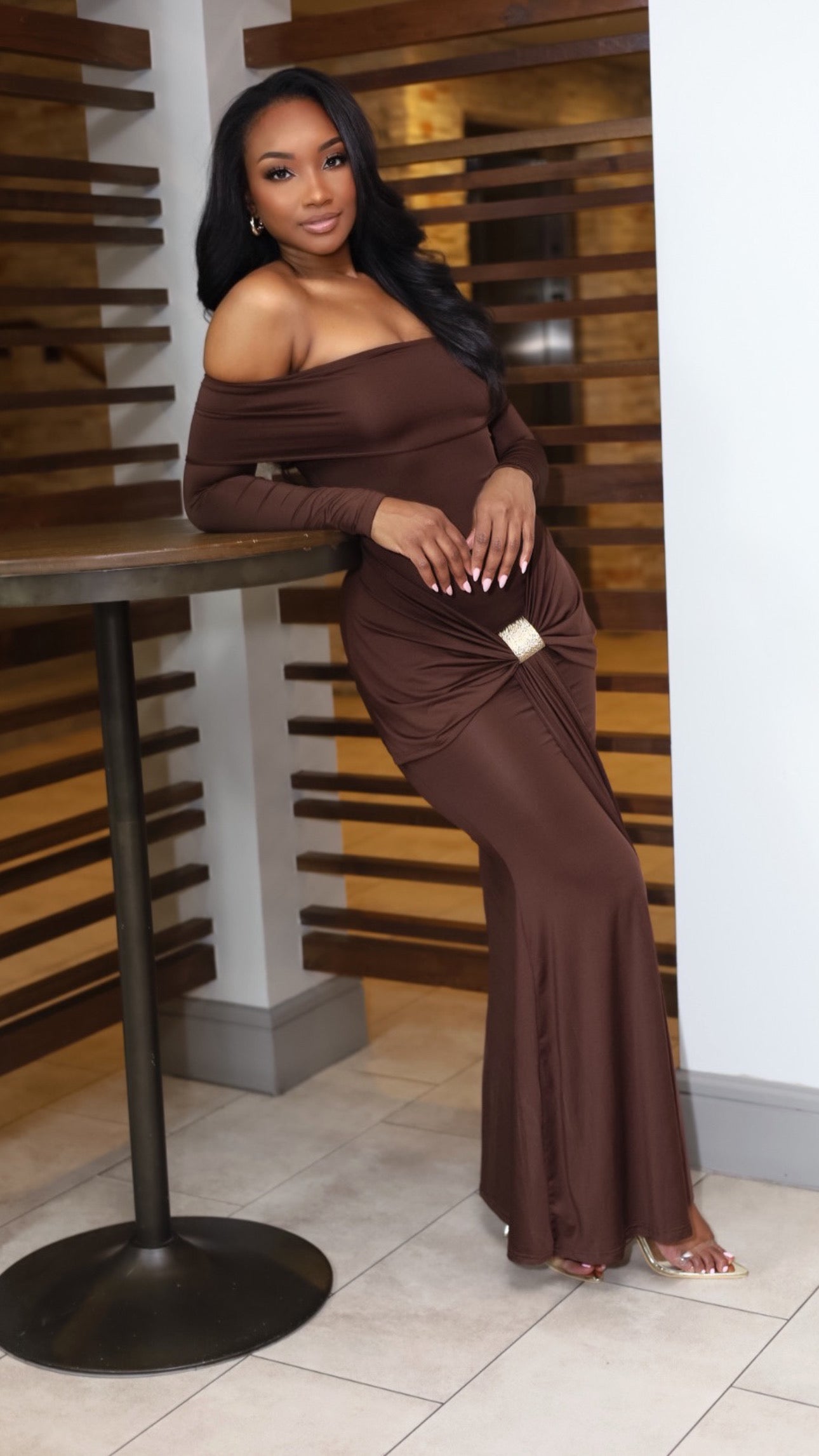 Brown Maxi Goddess Dress