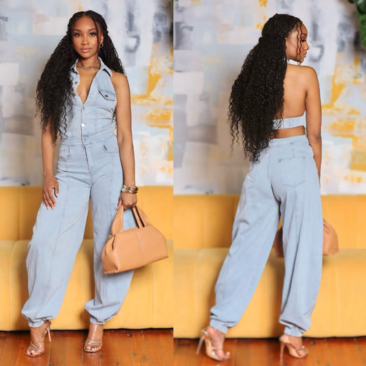 Denim Jumper With Open Back